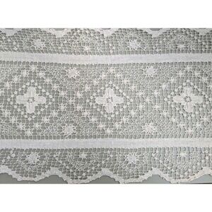 Vintage Hand Crocheted Lace Table Runner 11x45 Floral Cottagecore Decor